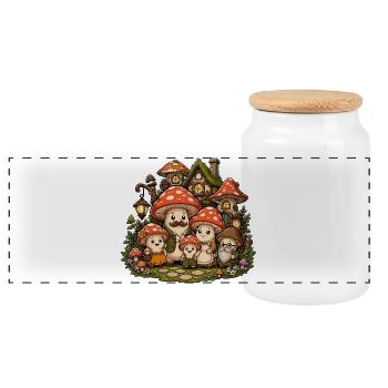 Famille de la forêt des contes de fées aux champignons - Boîte à biscuits avec couvercle en bois - blanc - Devant