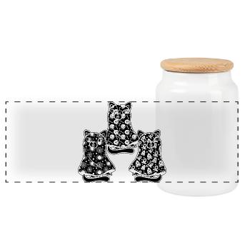 Funny Halloween Cat Ghost - Panorama Keksdose mit Holzdeckel - Weiß - Vorne