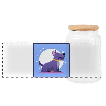Lila Scottish-Terrier (Comic) - Panorama Keksdose mit Holzdeckel - Weiß - Vorne