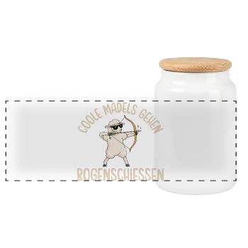 Bogensport Coole Mädels gehen Bogenschiessen - Panorama Keksdose mit Holzdeckel - Weiß - Vorne