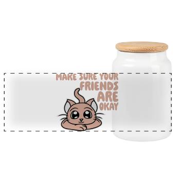 Make Sure Your Friends Are Okay Katze Kätzchen Süß - Panorama Keksdose mit Holzdeckel - Weiß - Vorne