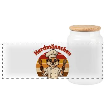 Koch Erdmännchen - Panorama Keksdose mit Holzdeckel - Weiß - Vorne