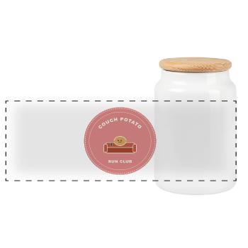 Couchpotato Laufclub Logo - Panorama Keksdose mit Holzdeckel - Weiß - Vorne
