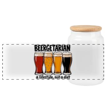 Beergetarier - Lustiges Bier T-Shirt - Panorama Keksdose mit Holzdeckel - Weiß - Vorne
