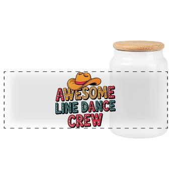 Cowboy Line Dance Crew - Panorama Keksdose mit Holzdeckel - Weiß - Vorne