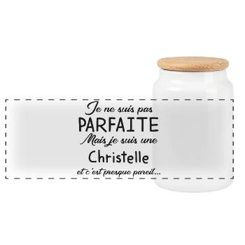 Je Ne Suis Pas Parfaite Mais Je Suis Une Christ... - Boîte à biscuits avec couvercle en bois - blanc - Devant
