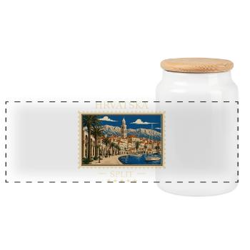 Kroatien Split Vintage Reisemarke - Panorama Keksdose mit Holzdeckel - Weiß - Vorne