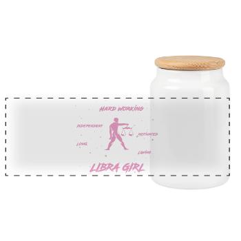 Signe du zodiaque Balance - Boîte à biscuits avec couvercle en bois - blanc - Devant