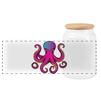 Eight arms full of color - Panoramic Cookie Jar with Wooden Lid - white - Front