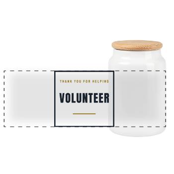 Volunteer Stempel Retro - Helfer im Ehrenamt - Panorama Keksdose mit Holzdeckel - Weiß - Vorne