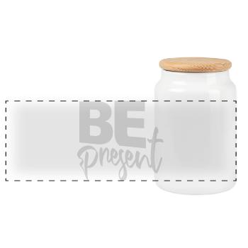 Be present at the moment here and now Quote Text - Panoramic Cookie Jar with Wooden Lid - white - Front