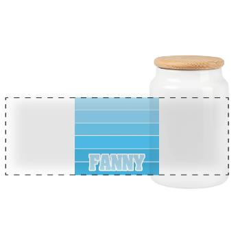 Girl's name Fanny - Panoramic Cookie Jar with Wooden Lid - white - Front