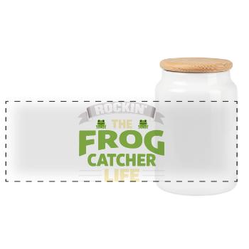 Rockin The Frog Catcher Life Froschfänger - Panoramic Cookie Jar with Wooden Lid - white - Front