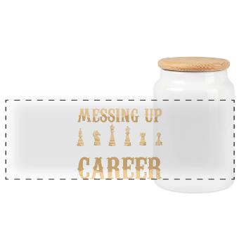 Chess Chess Player Chessboard - Panoramic Cookie Jar with Wooden Lid - white - Front