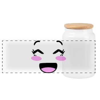 Visage mignon dans le style kawaii - Boîte à biscuits avec couvercle en bois - blanc - Devant