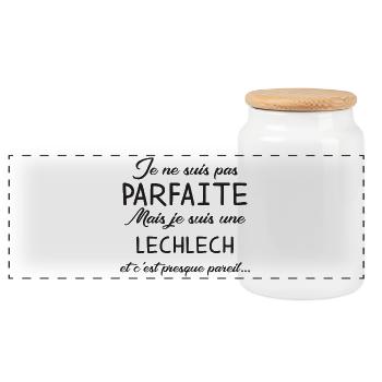 Je Ne Suis Pas Parfaite Mais Je Suis Une Lechle... - Boîte à biscuits avec couvercle en bois - blanc - Devant