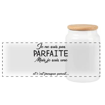 Je Ne Suis Pas Parfaite Mais Je Suis Une Et C E... - Boîte à biscuits avec couvercle en bois - blanc - Devant