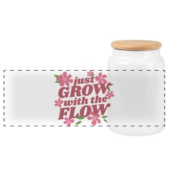 Grow Flow Women - Panoramic Cookie Jar with Wooden Lid - white - Front