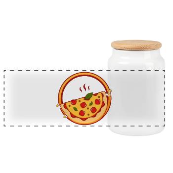 Pizza - Panoramic Cookie Jar with Wooden Lid - white - Front