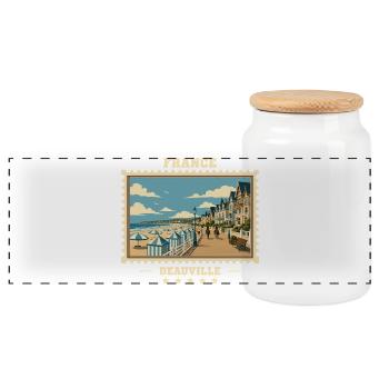 Frankreich Vintage Reisemarke - Panorama Keksdose mit Holzdeckel - Weiß - Vorne