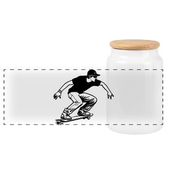 Skateboard Boy - Boîte à biscuits avec couvercle en bois - blanc - Devant