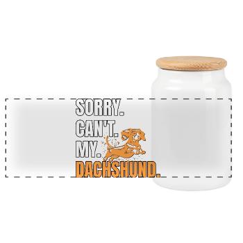 Teckel Dackel - Boîte à biscuits avec couvercle en bois - blanc - Devant