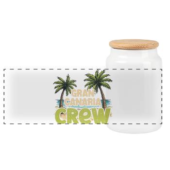 Gran Canaria Crew - Panorama Keksdose mit Holzdeckel - Weiß - Vorne