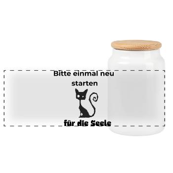 Neustart für die Seele. Katze IT Spruch - Panorama Keksdose mit Holzdeckel - Weiß - Vorne