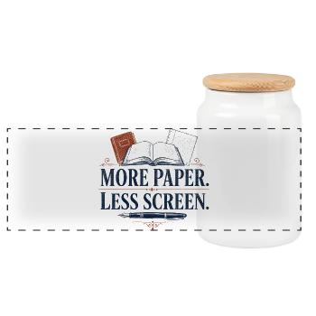 More Paper Less Screen - Panorama Keksdose mit Holzdeckel - Weiß - Vorne