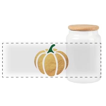 Kürbis Gold Deko Halloween Herbst Luxus Dekoration - Panorama Keksdose mit Holzdeckel - Weiß - Vorne