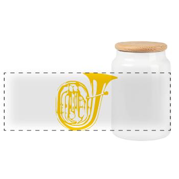 Tuba Blasmusik Geschenk Bläser  - Panorama Keksdose mit Holzdeckel - Weiß - Vorne