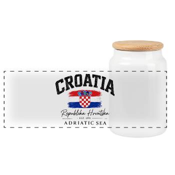 Croatia - Kroatien - Wappen - Mittelmeer - Adria - Panorama Keksdose mit Holzdeckel - Weiß - Vorne