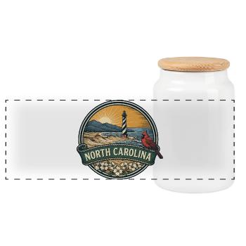 North Carolina Outer Banks Retro-Reisegeschenk - Panorama Keksdose mit Holzdeckel - Weiß - Vorne