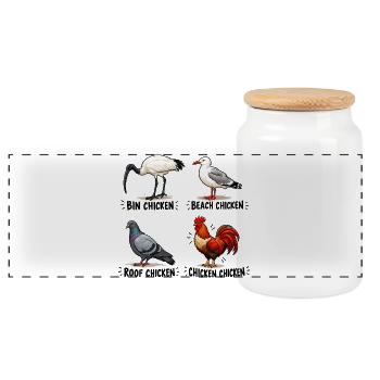 Funny Bin Huhn Australischer Ibis Vogelliebhaber Kunst - Panorama Keksdose mit Holzdeckel - Weiß - Vorne