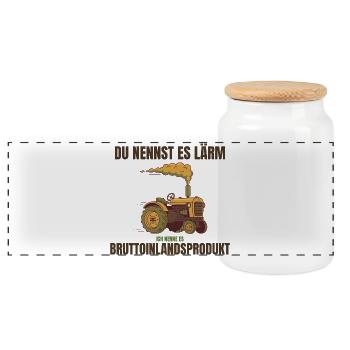 Lärm? Ich nenne es Bruttoinlandsprodukt! - Panorama Keksdose mit Holzdeckel - Weiß - Vorne