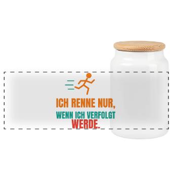 Ich renne nur, wenn ich verfolgt werde - Panorama Keksdose mit Holzdeckel - Weiß - Vorne