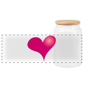 Heart II, Full Color Tee Design - Panoramic Cookie Jar with Wooden Lid - white - Front