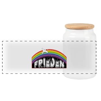 RAINBOW Rainbow PEACE - Panoramic Cookie Jar with Wooden Lid - white - Front