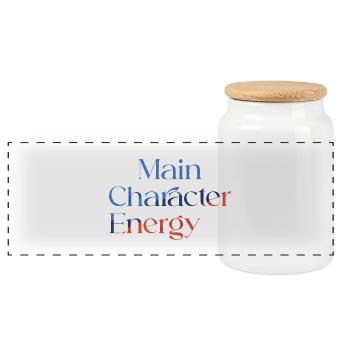 Main Character Energy colorful smilie - Panoramic Cookie Jar with Wooden Lid - white - Front