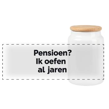Ruhestand? Ich übe seit Jahren – Flemish Humor Print - Panorama Keksdose mit Holzdeckel - Weiß - Vorne