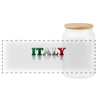 italie - Boîte à biscuits avec couvercle en bois - blanc - Devant