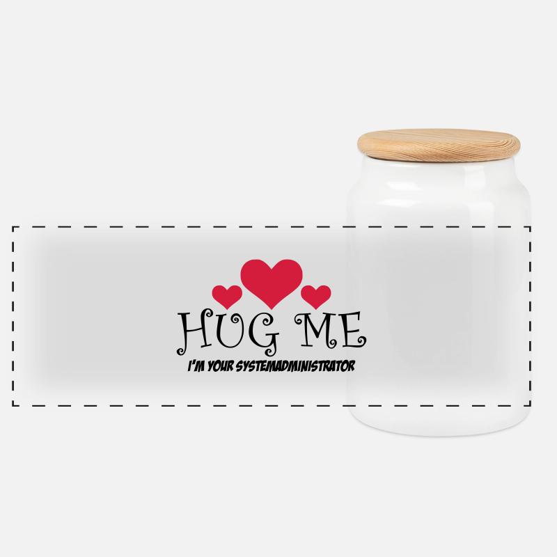 HUG ME! i'm your Systemadministrator - Panorama Keksdose mit Holzdeckel - Weiß