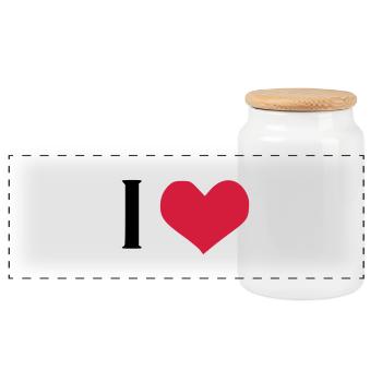 I LOVE - Boîte à biscuits avec couvercle en bois - blanc - Devant