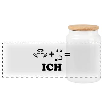 Engel + Teufel = ich - einfarbig - Panorama Keksdose mit Holzdeckel - Weiß - Vorne