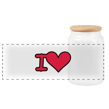 i love - Panorama Keksdose mit Holzdeckel - Weiß - Vorne