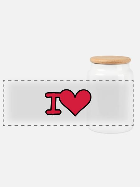 i love - Panorama Keksdose mit Holzdeckel - Weiß