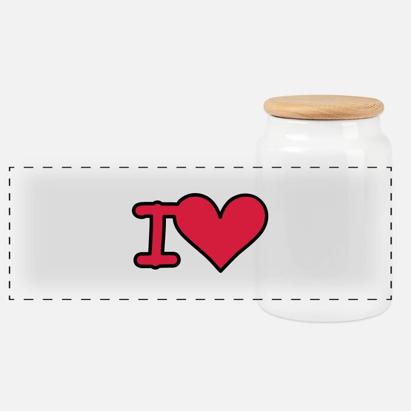 i love - Panorama Keksdose mit Holzdeckel - Weiß