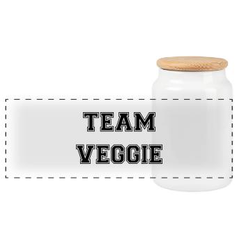 Team Veggie - Panorama Keksdose mit Holzdeckel - Weiß - Vorne