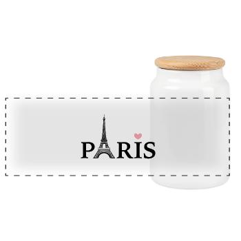Paris - Panorama Keksdose mit Holzdeckel - Weiß - Vorne