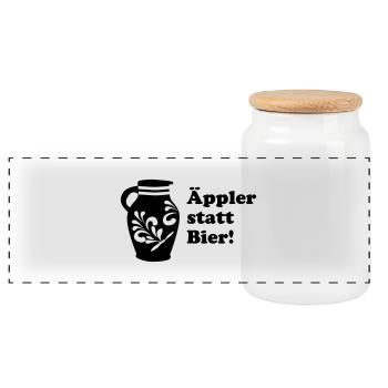 Bembel Äppler statt Bier - Panorama Keksdose mit Holzdeckel - Weiß - Vorne